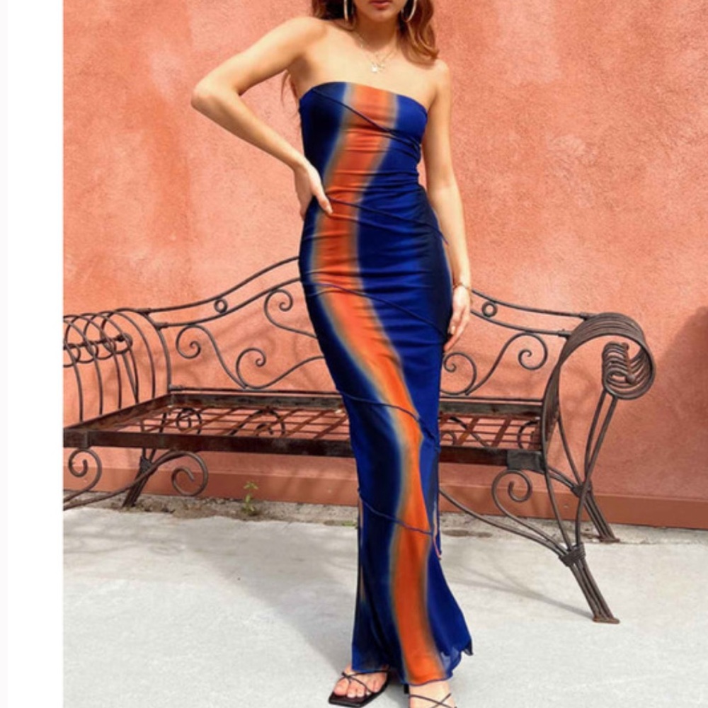 Princess polly blue Luela strapless maxi dress